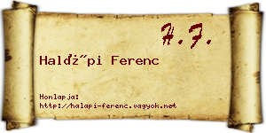 Halápi Ferenc névjegykártya